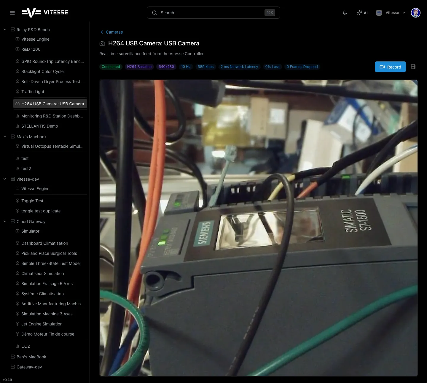 Camera with live feed and stats