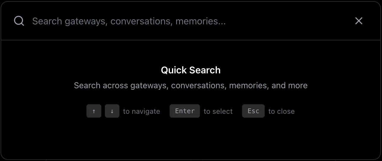 Quick Search modal - press ⌘K to open